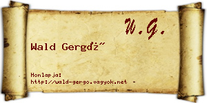 Wald Gergő névjegykártya